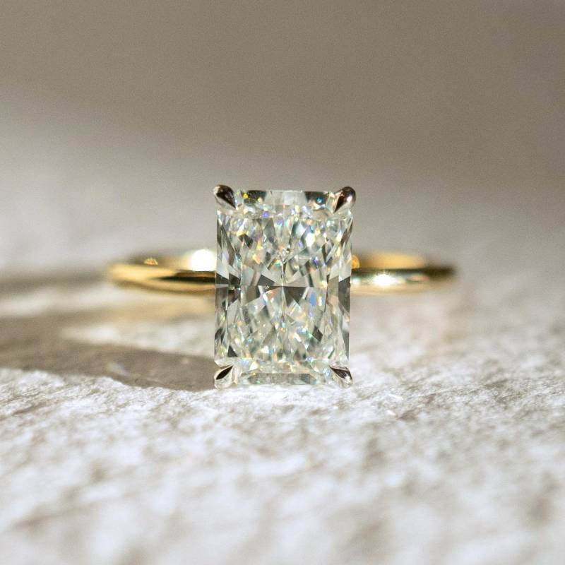 3 Ct Radiant Cut Lab Grown Engagement Ring 14K Solid Gold Igi Certified Diamond Hidden Halo Solitaire Anniversary For Gift von Diamantglanz