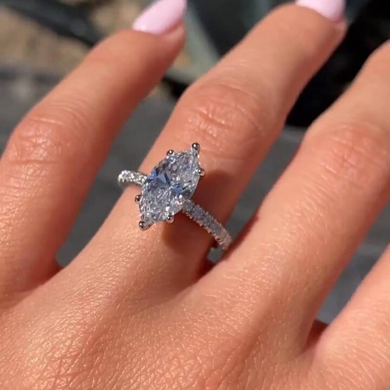 Vintage Marquise Cut Lab Grown Diamond Engagement Ring 14K Solid Gold Wedding Band Unique Promise von Diamantglanz