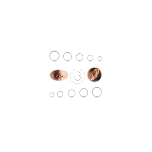 Diamday 10 Stück 6-12mm 316L Stahl Nasenringe Septum Piercing Knorpel Hoops Segmentring Körper Piercing Nase Hoop Lippenringe Helix Ohrringe Für Frauen Männer Silber 18G von Diamday