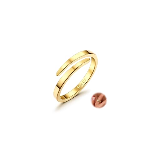 Diamday 14K Gold Offene Finger Ringe für Damen Herren Verstellbar Daumen Midi Eternity Band Ring Stapelbar Dünner Goldring Gefüllte Offene Knuckle Ringe Damen Mode Ringe Schmuck Geschenke 60 von Diamday
