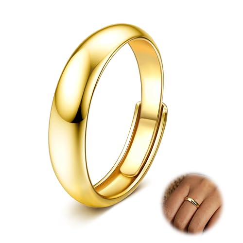 Diamday Damen 14K Gold Filled Band Hochzeit Ringe - Stacking, Einfach Plain Dome, Stapelbar Statement Dünner Daumen Pinky Ring 3/4/5/6MM von Diamday
