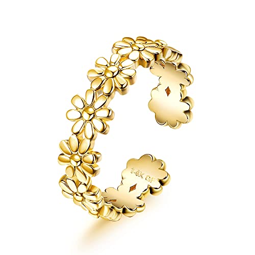 Diamday 14k Gold Gefüllt Verstellbare Zehenringe Set Fingerring Gelenkring für Damen Mädchen Hypoallergen CZ Verstellbare Offene Zehenringe Strand Fußring Schmuck von Diamday