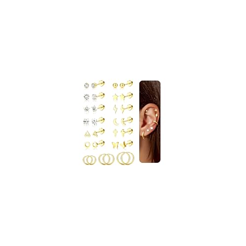 Diamday 15 Paar Ohrringe Gold Piercing Ohr Chirurgenstahl Helix Piercings Ohrstecker Gold Creolen Ohrringe Set Hypoallergene Medizinische Ohrstecker Piercing Ohr Conch Tragus Helix Piercings Set Diamday 15 Paar Ohrringe Gold Piercing Ohr Chirurgenstahl Helix Piercings Ohrstecker Gold Creolen Ohrringe Set Hypoallergene Medizinische Ohrstecker Piercing Ohr Conch Tragus Helix Piercings Set von Diamday
