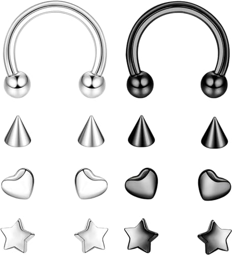 Diamday 16G G23 Titan Hufeisen Septum Ringe für Damen Herren Hufeisen Piercing Nasenringe Hoop Helix Knorpel Tragus Ohrringe Augenbraue Lippe Nabel Bauchnabel Septum Brustwarzenpiercing Ring 6-12mm von Diamday