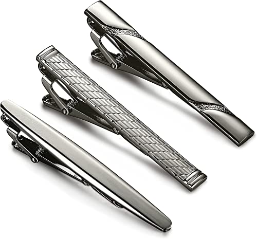 Diamday 3 Stück Krawattenklammer Set für Herren Klassische Krawattennadel Business-Stil Tie Clips für Hochzeit Business Accessoires Krawatte Clips Set Krawatten Krawatte Schwarz von Diamday