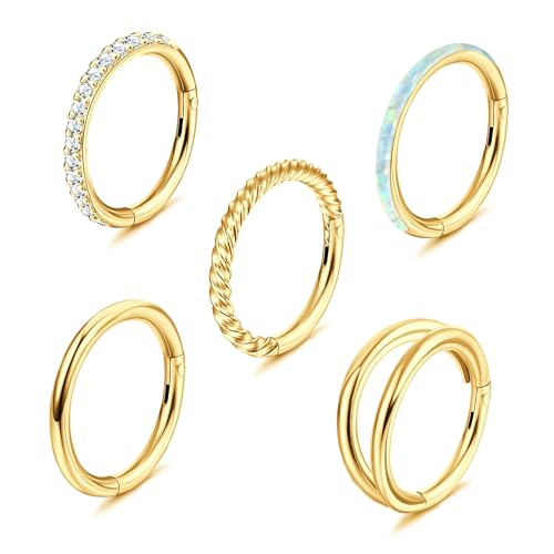 Diamday 5 Stück 18G 16G Nasenringe für Damen Clicker Klappsegment Chirurgenstahl Septum piercing Silber Nasenring Lippenringe Helix Knorpel Ohrringe Doppel Hoop Nasenring Diamday 5 Stück 18G 16G Nasenringe für Damen Clicker Klappsegment Chirurgenstahl Septum piercing Silber Nasenring Lippenringe Helix Knorpel Ohrringe Doppel Hoop Nasenring von Diamday