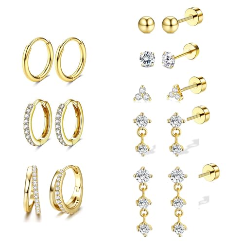 Diamday 8 Paar Ohrringe Gold Silber Chirurgenstahl Piercing Ohr Helix Piercings Ohrstecker Gold Medizinische Ohrstecker Hypoallergene Creolen Ohrringe Set Piercing Ohr Conch Tragus Helix Piercings Set Diamday 8 Paar Ohrringe Gold Silber Chirurgenstahl Piercing Ohr Helix Piercings Ohrstecker Gold Medizinische Ohrstecker Hypoallergene Creolen Ohrringe Set Piercing Ohr Conch Tragus Helix Piercings Set von Diamday