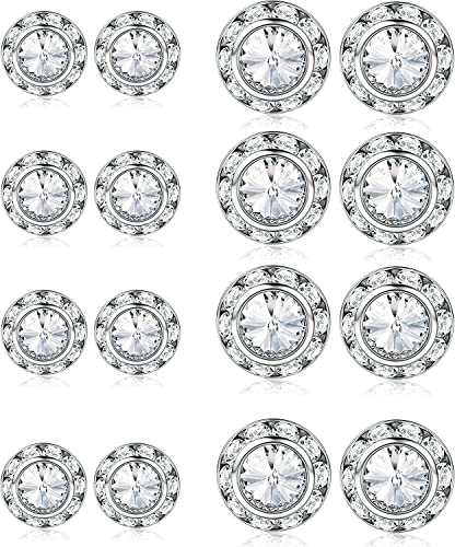 Diamday 8Paare Strass Ohrstecker Rund Geformt CZ Tanzwettbewerb Ohrringe Damen Mädchen Kristall Halo Ohrring Ohrstecker Bühne Oper Party Aufführung Hochzeit Braut Ohrringe Schmuck 10/15MM Weiß von Diamday