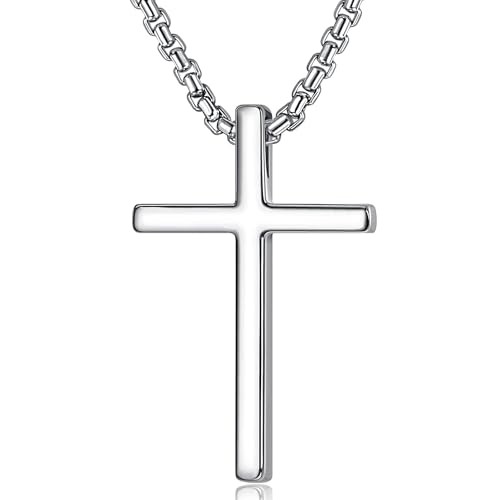 Diamday 925 Sterling Silber Kreuz Anhänger Halskette für Damen Herren kreuz kette Anhänger mit Box Kette Halskette für Männer Frauen 41-76CM von Diamday