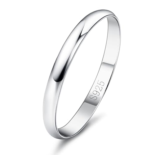 Diamday 925 Sterling Silber Ring Frauen Männer Schlicht Verlobungsring Polierte Trauring Hochzeit Glänzend Elegant Ring Silber Damen Ehering für Paar Simpel Damenring Herrenring Schmuck 2MM 54 von Diamday