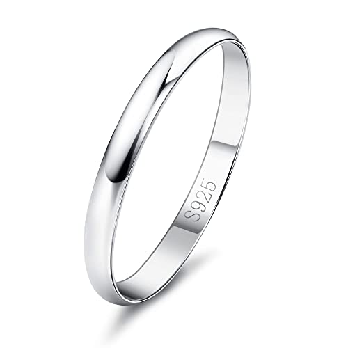 Diamday 925 Sterling Silber Ring Frauen Männer Schlicht Verlobungsring Polierte Trauring Hochzeit Glänzend Elegant Ring Silber Damen Ehering für Paar Simpel Damenring Herrenring Schmuck 2MM 60 von Diamday