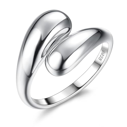 Diamday 925 Sterling Silber Ringe Offen Verstellbar Silber Eheringe 925 Silber Promise Silberring Damen Einfacher Ring Teardrop Chunky Ring Diamday 925 Sterling Silber Ringe Offen Verstellbar Silber Eheringe 925 Silber Promise Silberring Damen Einfacher Ring Teardrop Chunky Ring von Diamday
