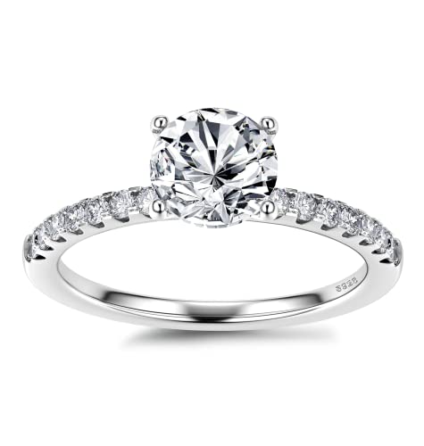 Diamday 925 Sterling Silber Verlobungsringe für Damen 5A Zirkonia Solitär Promise Ring Frau Antragsring Ehering für Braut Damenring Heiratsantrag Schmuck Oval Runde Eternity Ringe A Größe 60 von Diamday