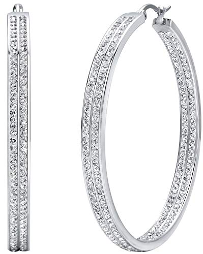 Diamday Damen Edelstahl Piercing Ohrringe mit Strass von Diamday