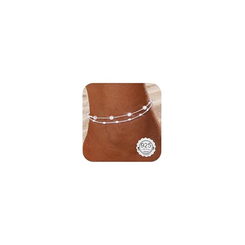 Diamday Fußkettchen für Damen Silber 925 Fussketten für Frauen Verstellbares Zierlich Fußkette Silber Perlen Funkelnd CZ Herz Stapelbare Fusskette Set Strand Schmuck Fußkettchen Damen Diamday Fußkettchen für Damen Silber 925 Fussketten für Frauen Verstellbares Zierlich Fußkette Silber Perlen Funkelnd CZ Herz Stapelbare Fusskette Set Strand Schmuck Fußkettchen Damen von Diamday