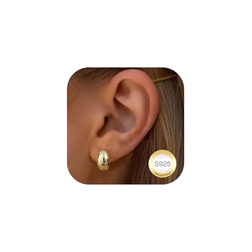 Diamday Goldene Creolen Ohrringe für Damen Tropfen Ohrringe Gold Silber Chunky Statement Ohrringe Creolen Dupes Ohrstecker Leichte Wassertropfen Hollow Ohrringe Hypoallergene Dicke Creolen Hängend von Diamday