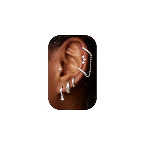 Diamday 6 Paar Ohrringe Set Für Damen Gold Silvber Creolen Ohrstecker Chirurgenstahl Piercing Ohr Medizinische Zirkon Ohrstecker Knorpel Helix Conch Tragus Ohrringe für Mehrfache Piercings Diamday 6 Paar Ohrringe Set Für Damen Gold Silvber Creolen Ohrstecker Chirurgenstahl Piercing Ohr Medizinische Zirkon Ohrstecker Knorpel Helix Conch Tragus Ohrringe für Mehrfache Piercings von Diamday