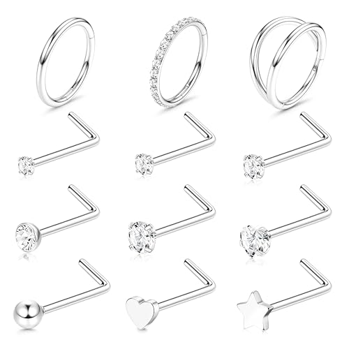 Diamday Nase Ring Stud Set 316L Edelstahl Gold/Silber Nase Piercing Schmuck Hypoallergen CZ L-Form Nase Studs Septum Ringe Helix Ring Körper Piercing für Frauen Männer 18G Diamday Nase Ring Stud Set 316L Edelstahl Gold/Silber Nase Piercing Schmuck Hypoallergen CZ L-Form Nase Studs Septum Ringe Helix Ring Körper Piercing für Frauen Männer 18G von Diamday