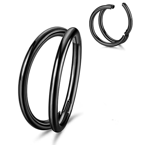 Diamday Nasenringe Hoop für Damen Chirurgenstahl 18G 16G Septum Piercing Silber Nasenring Lippenringe Helix Knorpel Ohrringe Doppel Hoop Nasenpiercings Schmuck von Diamday