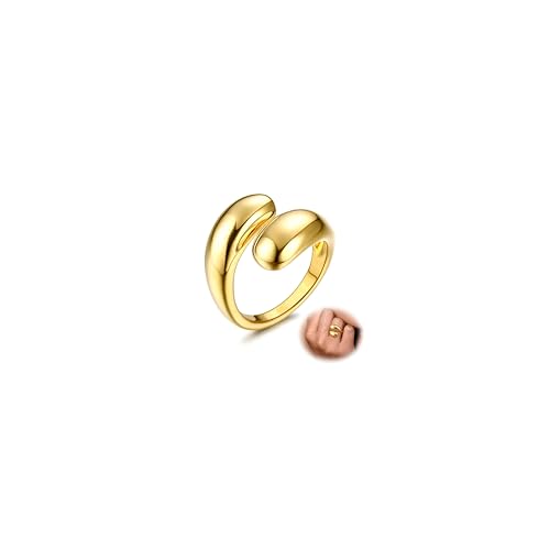 Diamday Ringe Gold für Damen 14K Vergoldete Chunky Ring Offen Daumenring Stapelbare Fingerring Gold Ring Wasserfest Chunky Dick Gold Ringe Damen von Diamday