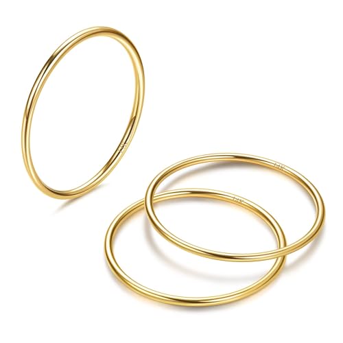 Dimaday 1 mm 14 Karat Vergoldete Stapelbare Ringe für Frauen Edelstahl Schlicht Dünner Ring Gold einfacher Kleiner Daumen Statement-Band Ringe Bequeme Passform von Diamday