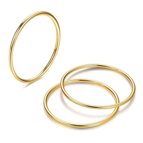 Dimaday 1 mm 14 Karat Vergoldete Stapelbare Ringe für Frauen Edelstahl Schlicht Dünner Ring Gold einfacher kleiner Daumen Statement-Band Ringe Bequeme Passform von Diamday