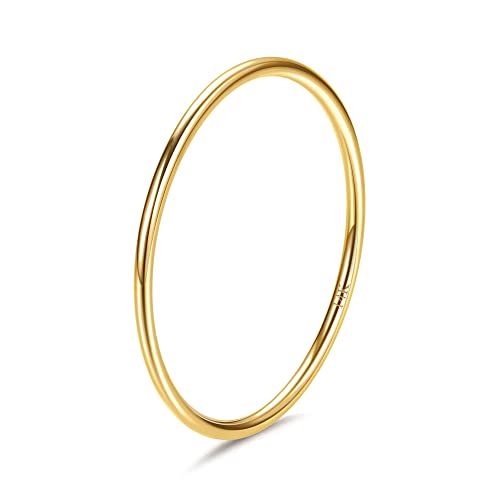 Dimaday 1 mm 14 Karat Vergoldete Stapelbare Ringe für Frauen Edelstahl Schlicht Dünner Ring Gold einfacher Kleiner Daumen Statement-Band Ringe Bequeme Passform von Diamday