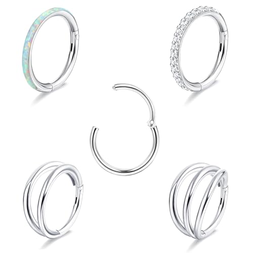 Dimaday 16G/18G Nasenpiercing Ring für Damen Herren 316L Chirurgenstahl CZ Opal Scharnier Lippen Nasenringe Conch Piercing Ring Knorpel Hoop Ohrringe Clicker Septum Piercing Schmuck 8mm 10mmlau Dimaday 16G/18G Nasenpiercing Ring für Damen Herren 316L Chirurgenstahl CZ Opal Scharnier Lippen Nasenringe Conch Piercing Ring Knorpel Hoop Ohrringe Clicker Septum Piercing Schmuck 8mm 10mmlau von Diamday