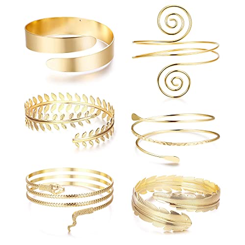 Dimaday 6 Stücke Oberarm Manschette Armreif für Frauen Silber Gold Verstellbares Armreif Oberarm, Minimalistisch, Einfache Griechische Armbinde, Griechisches Kostüm Hochzeit, Modeschmuck von Diamday