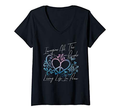 Damen Imagine Hippie People Living Life in Peace and Love Gift T-Shirt mit V-Ausschnitt Damen Imagine Hippie People Living Life in Peace and Love Gift T-Shirt mit V-Ausschnitt von Diamond Deals LLC