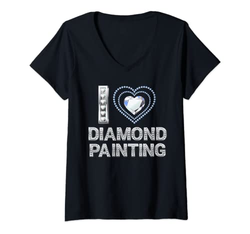 Damen I Love Diamond Painting Shirt 5D Diamond Art T-Shirt mit V-Ausschnitt von Diamond Painting Art Gift Ideas