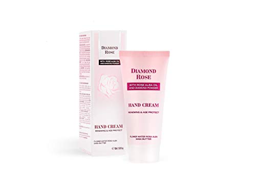 Hydratierende Handcreme für sehr trockene Hände mit Rosenöl, Rosenwasser, Schwarzer Kaviarextrakt und Shea Butter 50 ml - Beruhigende und regenerierende Handcreme Diamond Rose von Diamond Rose