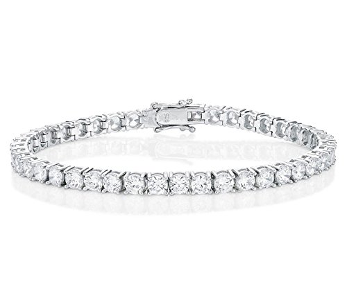 Diamond Treats 925 Sterling Silber Tennisarmbänder für Herren und Jungen, 19 cm Silber-Tennisarmband mit funkelnden 4 mm weißen Zirkonia Steinen, Sterling Silber Schmuck Geschenke für Herren von Diamond Treats
