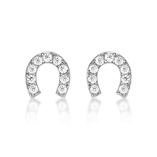 Diamond Treats Glücks-Hufeisen Ohrringe in 925 Sterling Silber, Ohrstecker Silber 925 für Damen und Mädchen mit funkelnden Cubic Zirkonia, süßer Silberschmuck für Frauen von Diamond Treats