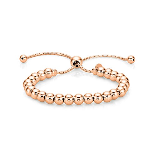 Diamond Treats Kugelarmband für Damen und Mädchen, Rosegold Armband für Frauen, Italienisches Design Bead-Armband mit 5 mm Perlen, Roségold Schmuck-Geschenke für Frauen von Diamond Treats