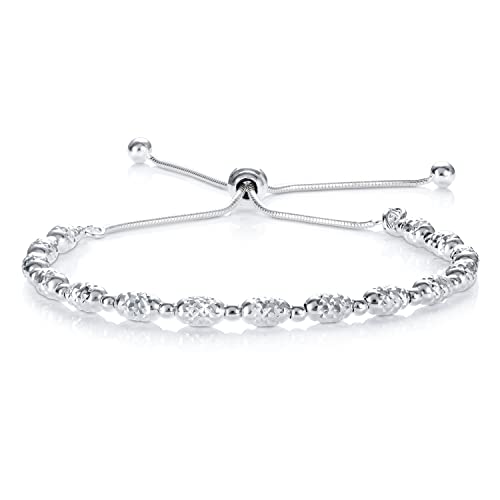 Diamond Treats Silber Armband mit Diamant-geschliffenen Perlen. Armband für Damen Frauen Mädchen aus 925 Sterling Silber. Der perfekte Silber Schmuck für Damen in Form Einer Armkette. von Diamond Treats