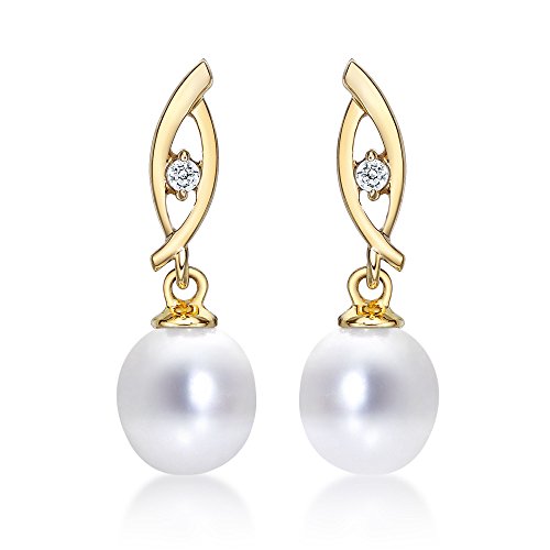 Diamond Treats Süßwasserperlen Ohrringe für Damen in 9K Gold, Damenohrringe mit Süßwasserperlen in Gold, Perlenohrringe für Frauen in 9K Gelbgold, Perlenschmuck Diamond Treats Süßwasserperlen Ohrringe für Damen in 9K Gold, Damenohrringe mit Süßwasserperlen in Gold, Perlenohrringe für Frauen in 9K Gelbgold, Perlenschmuck von Diamond Treats