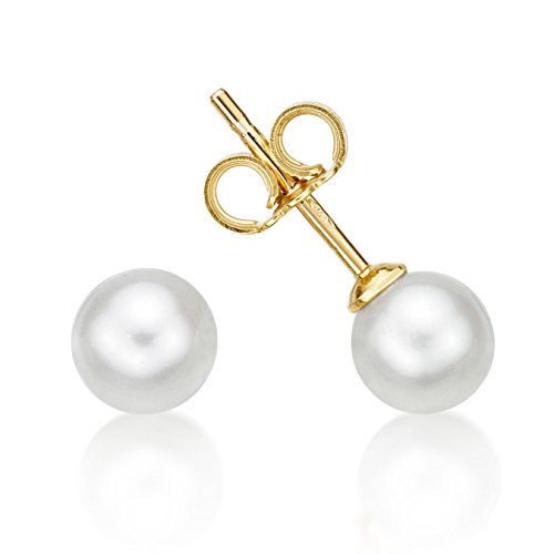Diamond Treats Süßwasserperlen-Ohrstecker für Damen in 9K Gold, Damenohrringe mit 7 mm Süßwasserperlen in Gold, Perlenohrringe für Frauen in 9K Gelbgold, Perlenschmuck Diamond Treats Süßwasserperlen-Ohrstecker für Damen in 9K Gold, Damenohrringe mit 7 mm Süßwasserperlen in Gold, Perlenohrringe für Frauen in 9K Gelbgold, Perlenschmuck von Diamond Treats