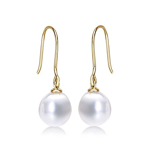 Diamond Treats Süßwasserperlen-Tropfen-Ohrringe für Damen in 9K Gold, hängende Ohrringe mit Süßwasserperlen in Gold, Perlenohrringe in 9 Karat Gelbgold, Perlenschmuck Diamond Treats Süßwasserperlen-Tropfen-Ohrringe für Damen in 9K Gold, hängende Ohrringe mit Süßwasserperlen in Gold, Perlenohrringe in 9 Karat Gelbgold, Perlenschmuck von Diamond Treats