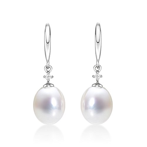 Diamond Treats Süßwasserperlen Tropfen Ohrringe für Damen in 9K Gold, hängende Ohrringe mit Süßwasserperlen in Gold, Perlenohrringe in 9K Weißgold, Perlenschmuck Diamond Treats Süßwasserperlen Tropfen Ohrringe für Damen in 9K Gold, hängende Ohrringe mit Süßwasserperlen in Gold, Perlenohrringe in 9K Weißgold, Perlenschmuck von Diamond Treats