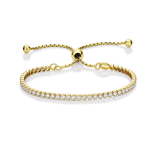 Diamond Treats Tennis Armband mit 2.5mm Cubic Zirconia. Armband für Damen Frauen Mädchen aus 925 Sterling Silber. Der perfekte Schmuck für Damen in Form einer verstellbaren Armkette. von Diamond Treats