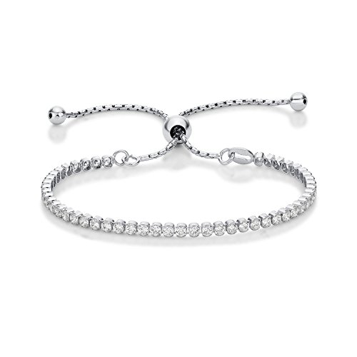 Diamond Treats Tennis Armband mit 2.5mm Cubic Zirconia. Armband für Damen Frauen Mädchen aus 925 Sterling Silber. Der perfekte Schmuck für Damen in Form einer verstellbaren Armkette. von Diamond Treats