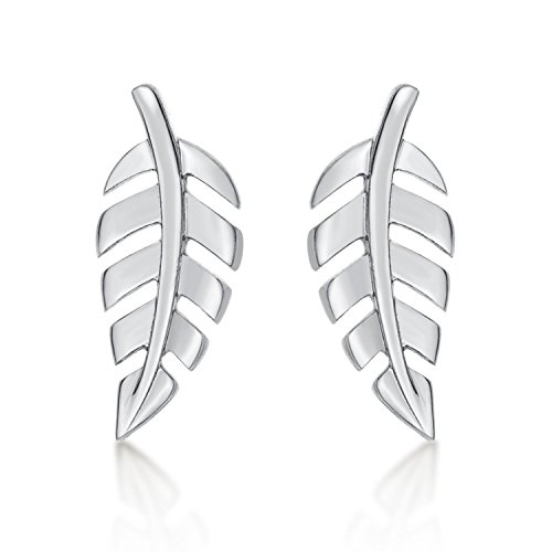 silberne Ohrringe"Feder" aus Sterlingsilber. Strukturierte Feder-Silberohrringe, ein Symbol des Himmels. Sterlingsilber-Ohrringe mit Stopper-Verschluss. von Diamond Treats