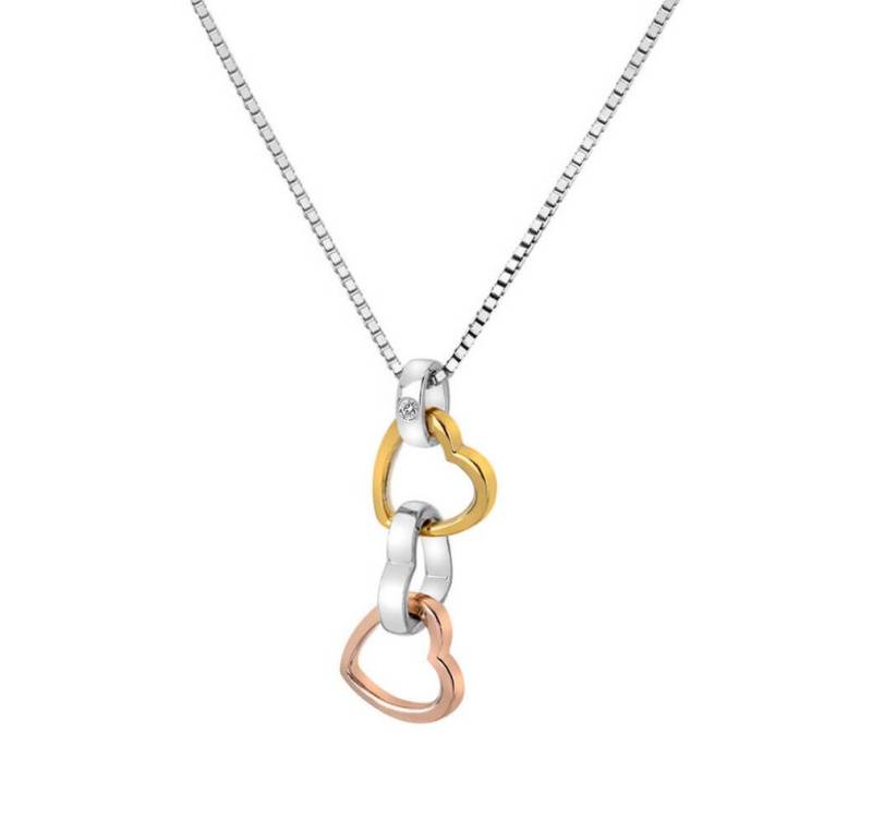 Diamond Kette mit Einhänger Enamored tricolor necklace Trio Triple Heart DP836 (chain, pendant) von Diamond
