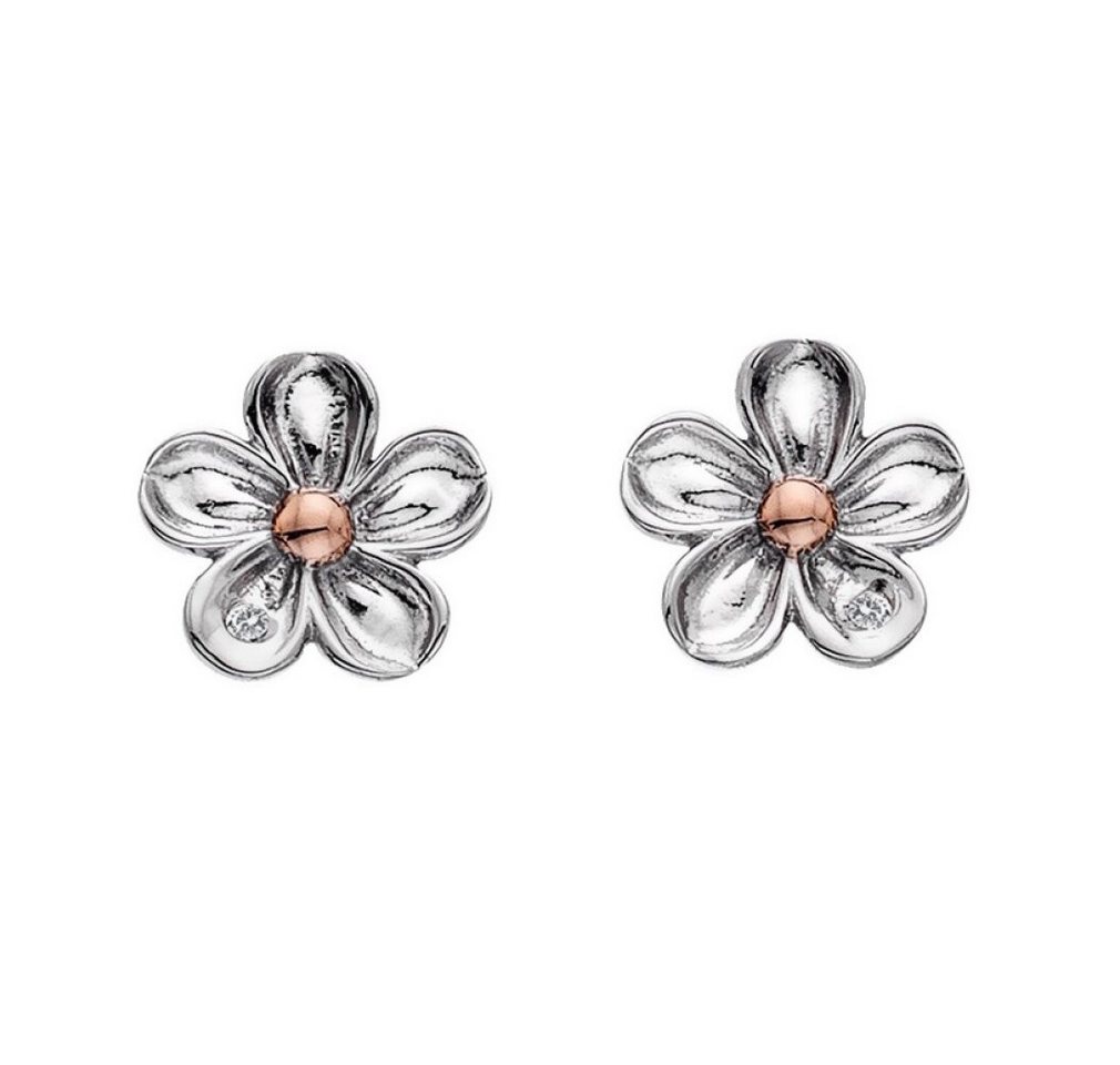 Diamond Ohrring-Set Silver flower earrings with diamonds Forget me not DE618 von Diamond