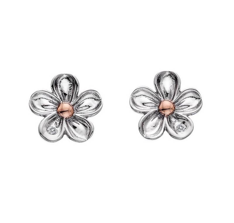 Diamond Ohrring-Set Silver flower earrings with diamonds Forget me not DE618 von Diamond