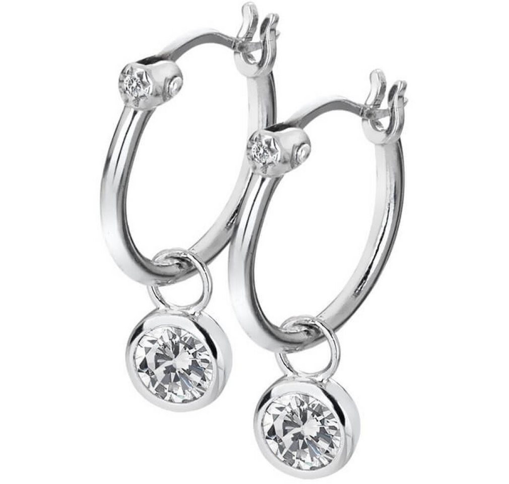 Diamond Ohrring-Set Silver round earrings with 2in1 diamonds Hoops Topaz DE628 von Diamond