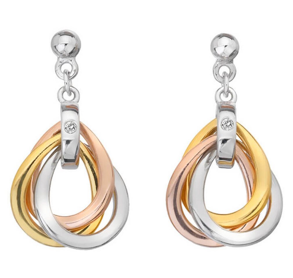 Diamond Ohrring-Set Tricolor silver earrings with diamonds Trio DE645 von Diamond