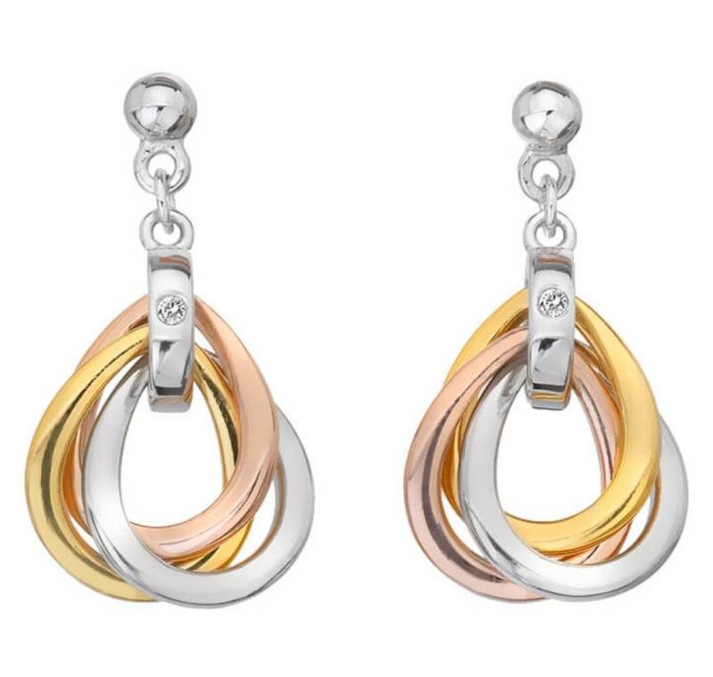 Diamond Ohrring-Set Tricolor silver earrings with diamonds Trio DE645 von Diamond