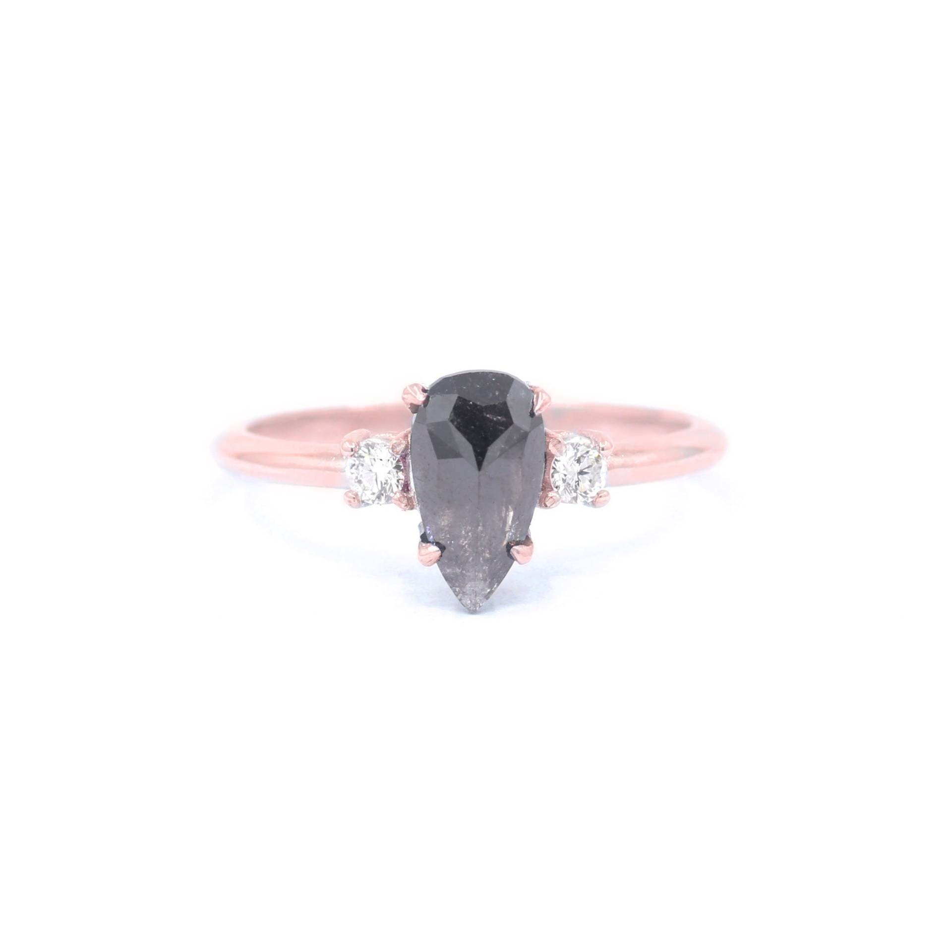 14K 1Ct Salz Und Pfeffer Diamant Ehering/Pear Brautring Rosegold Jubiläumsring von DiamondFineJewelry